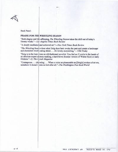 Harcourt - Whistling Season - Dublin Literary Award