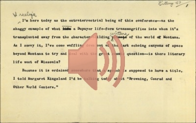 Billings MT - Humanities speech - September 12, 1987