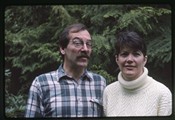 Wallowa County, Oregon - Bill and Marianne Lang in front of trees