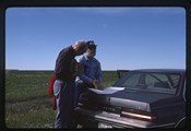 Richard Maxwell Brown and Ivan Doig look at a map