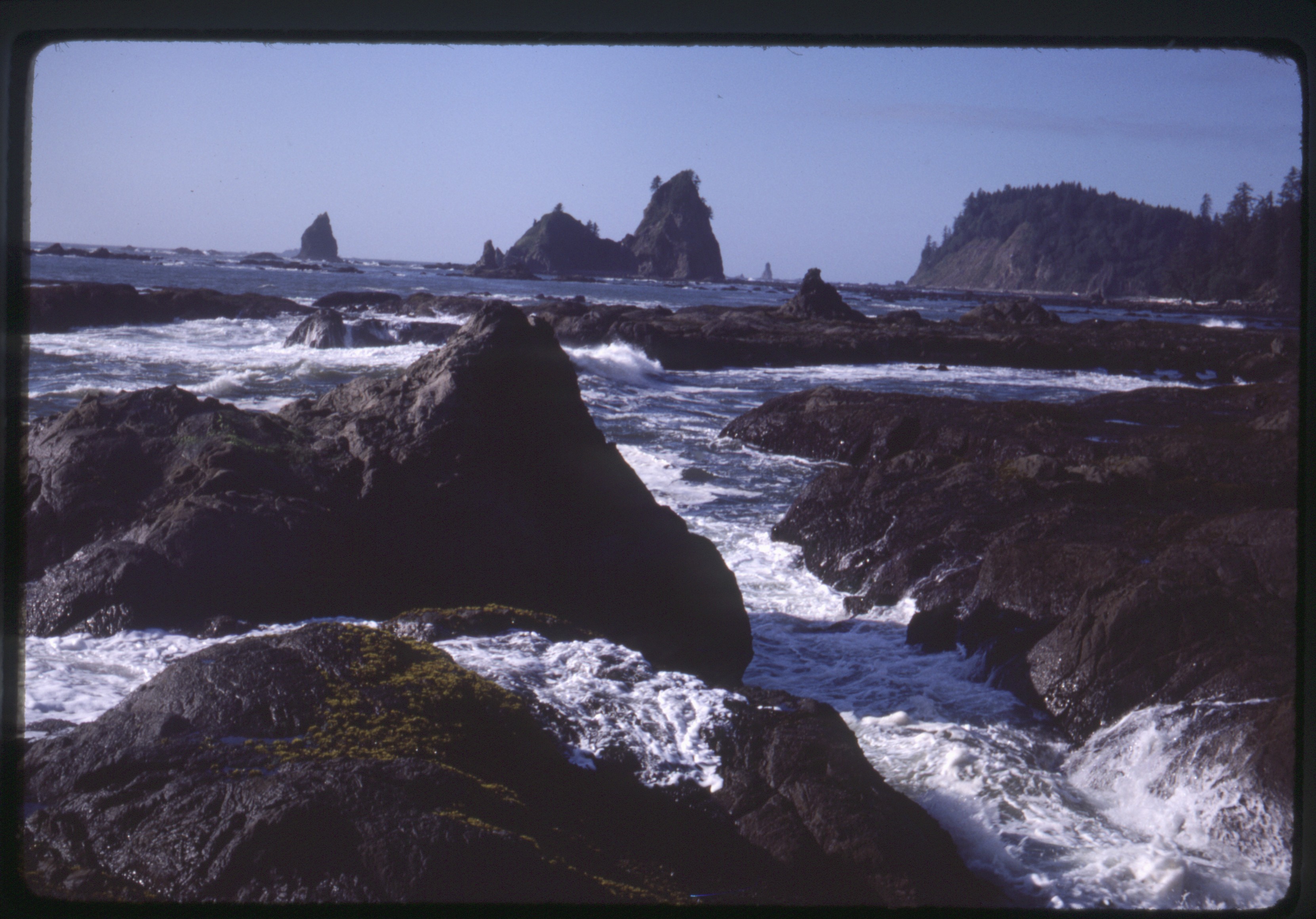 Cape Alava, Washington the ocean flowing into an outcropping of rocks