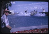 Ivan Doig in front of Expo 67 fountains in Montreal, Canada