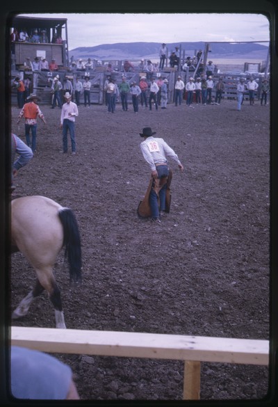 Dan Ringer after saddle bronc ride at White Sulphur Springs rodeo