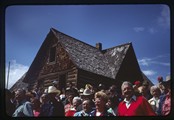 Reunion family photo outside D.L. Doig homestead house