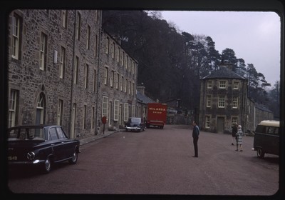 New Lanark, Scotland - downstreet view of housing complex