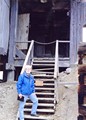 Ivan Doig at the entrance to the World Mining Museum lift house