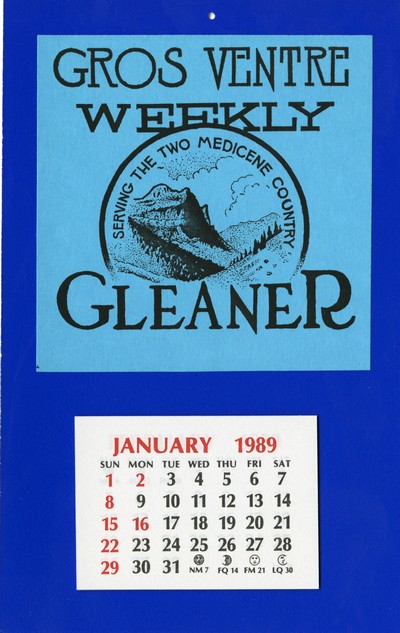 Gros Ventre Weekly Gleaner-1989 calendar