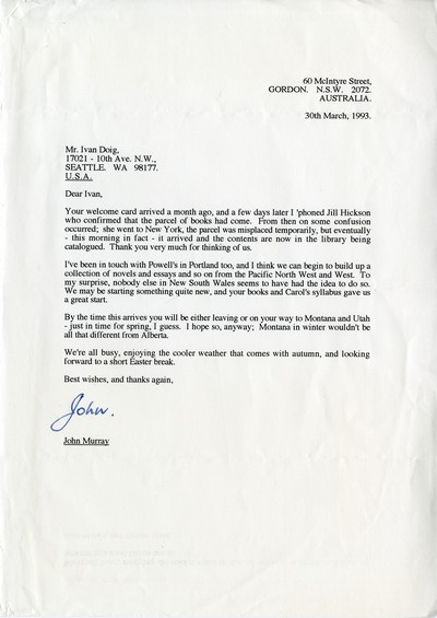 Australia/New Zealand 1992; Australia/New Zealand material