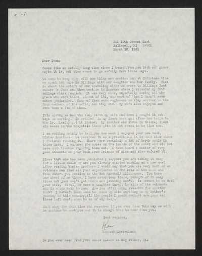 Ken Christison letters [homesteader]