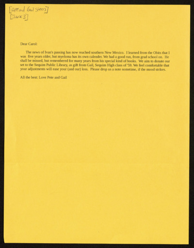 Condolence letters, June 2015