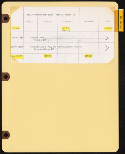 Carol Doig: English 355A, Summer 1979, University of Washington