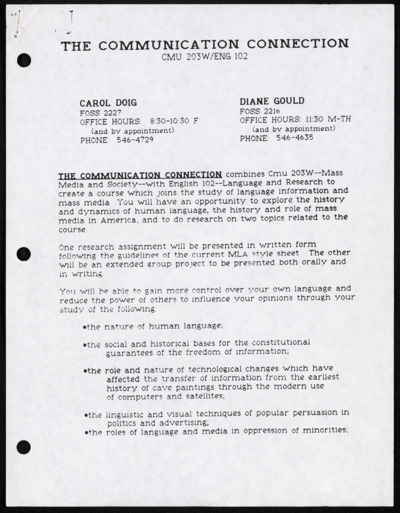 English 102/CMU 203W course materials, Shoreline Community College