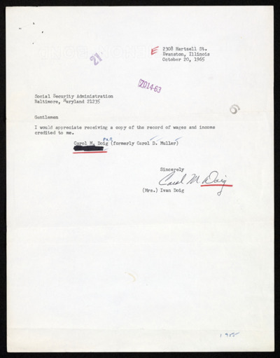 Carol Doig letters (2 of 3)