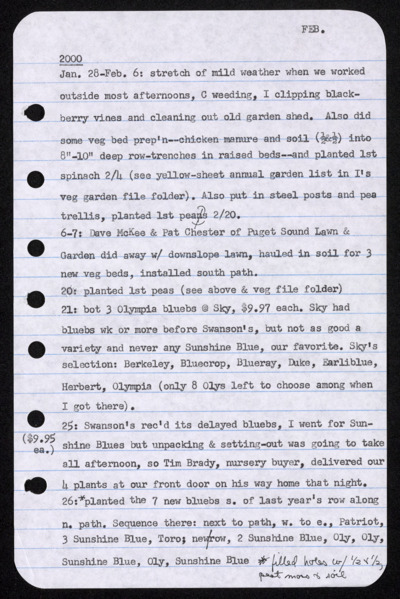 Garden journals, 2000-2002