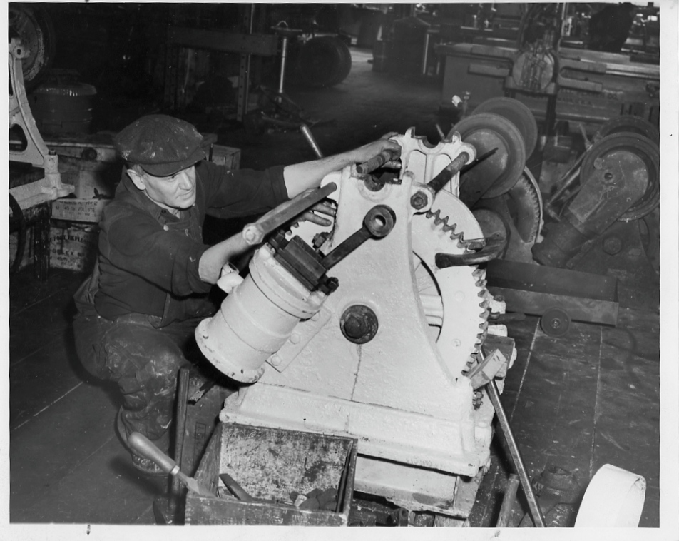 Tom Mitchell working on timber hoist