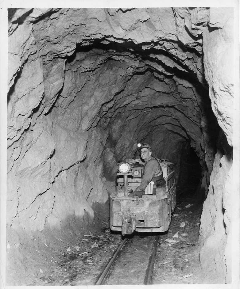 Miner in mine cart