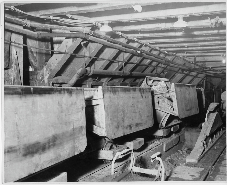 Mine carts loaded with rocks