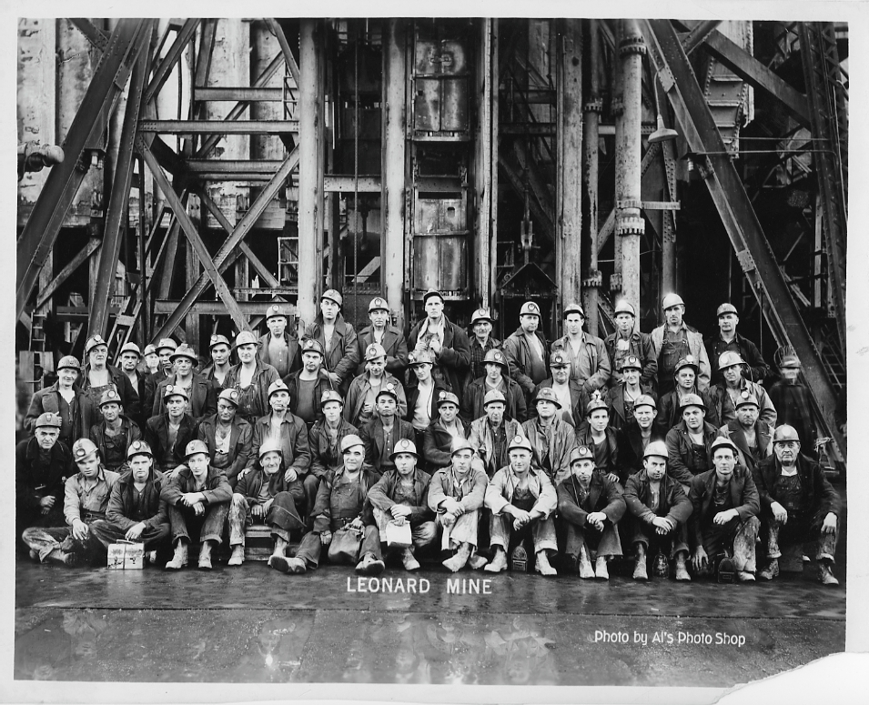 Group photograph of workers at Leonard Mine