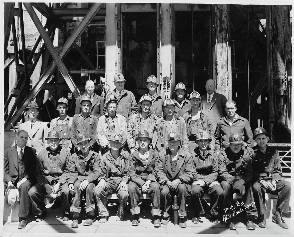 Group photograph of workers at Leonard Mine