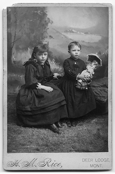 Portrait of Young Girl and Boy From Family of Henry Martin Rice, Deer Lodge, Montana Territory