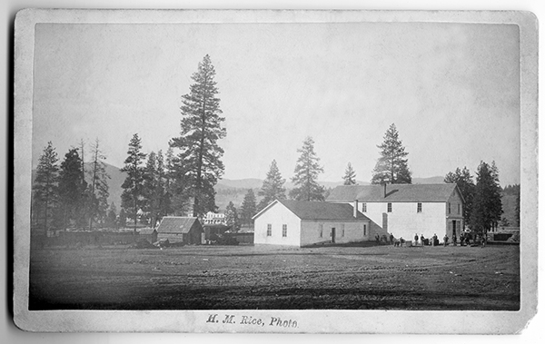 People In Front of Building, Fort Spokane, Washington Territory