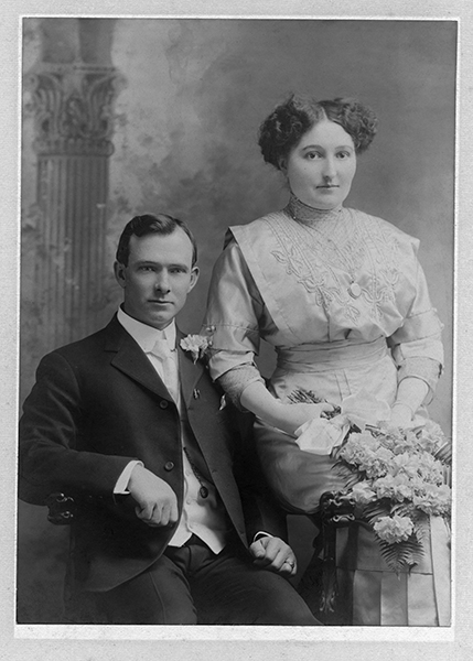 Marriage Portrait of Elmo Arthur Rice and Ella Mae (Darlington) Rice, Helena, Montana