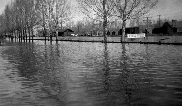 Street floods in Manhattan, Montana, in 1945