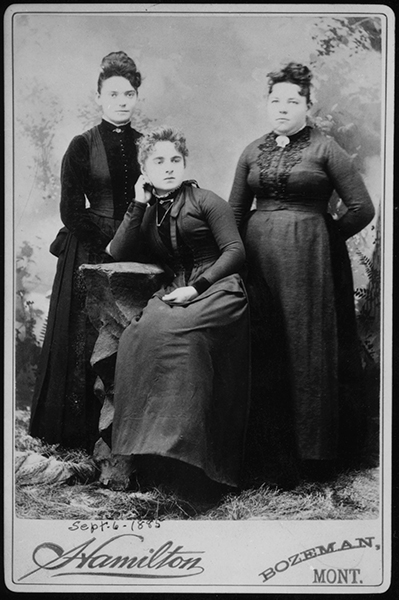 Studio Portrait of Lillian Tinsley, Susie Nave, Ida Tinsley, Bozeman, Montana Territory