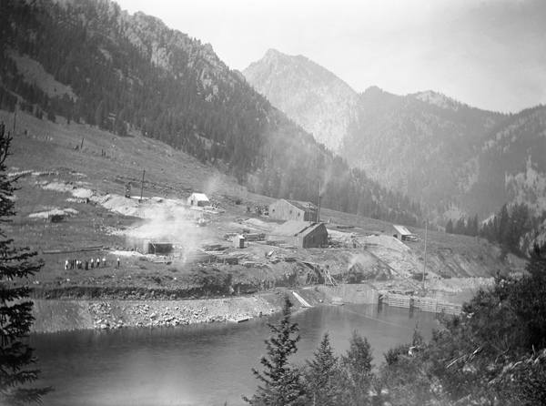 Construction of the Hebgen Dam, Madison Valley, Montana