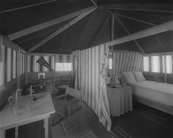 Interior View of Wylie Way Cottage Tent, Yellowstone National Park, Wyoming