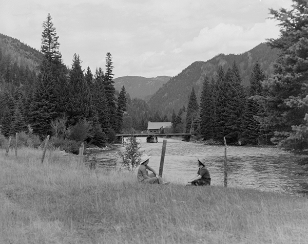 Visitors to Karst Kamp and Stage Stop, Gallatin Canyon, Montana