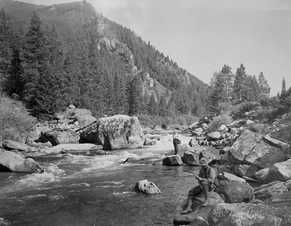 Fishing in the Gallatin River near Karst Kamp and Stage Stop in Gallatin Canyon, Montana