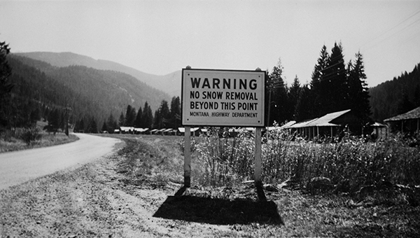 Highway Department Sign with Karst Ranch in the Background, Gallatin Canyon, Montana