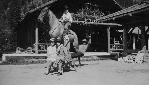 Isabelle Karst Durnam and Kid Johnston with Horse, Gallatin Canyon, Montana
