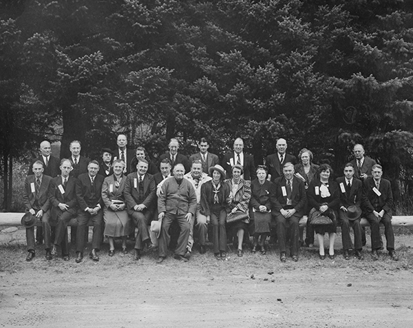 Pete and Nell Karst in a Group Photo, Gallatin Canyon, Montana