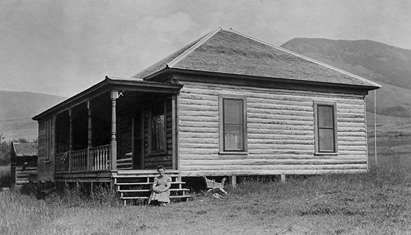 Woman on Steps of House, Unknown Location, Montana