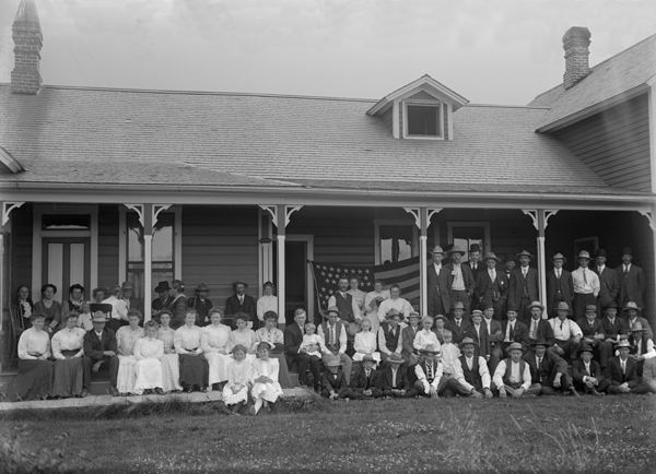 Group of People on a Porch at Haugans Ranch, Harlowton, Montana