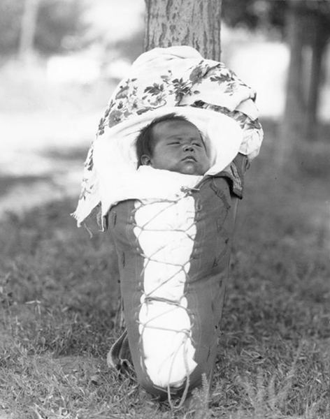 Native American Infant in Cradleboard, Wapato, Washington