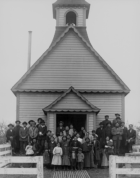 Clallam Outside Shaker Church, Jamestown, Washington