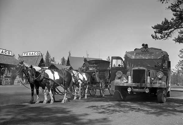 Stagecoach and Bus, West Yellowstone, Montana