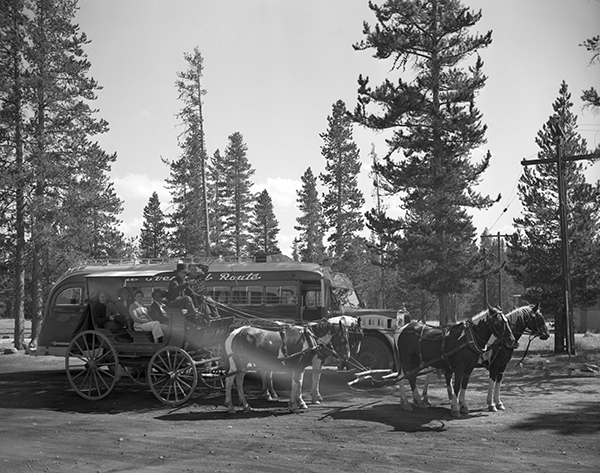 Stagecoach and Bus, West Yellowstone, Montana