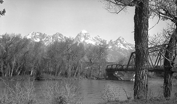 Grand Teton Mountain Range and Bridge, Grand Teton National Park, Wyoming