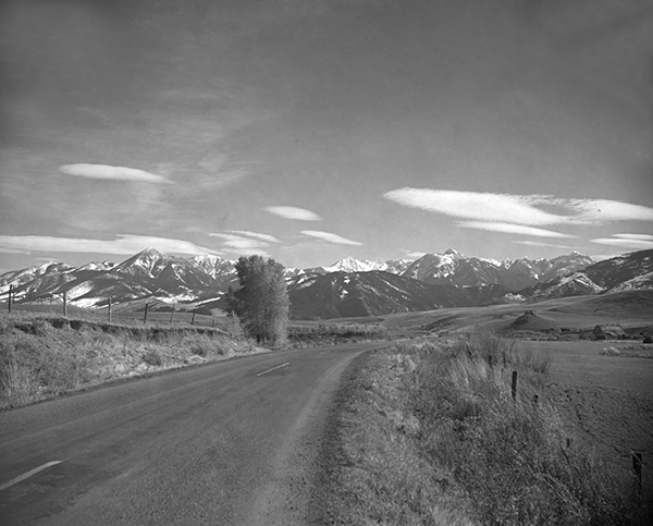 Road with a View of the Absaroka Mountain Range, Unknown Location, Montana