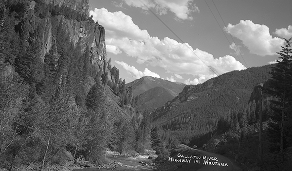 View of Highway 191 along the West Gallatin River, Gallatin Canyon, Montana