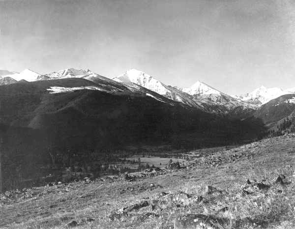 View of the Spanish Peaks in the Madison Range, Montana