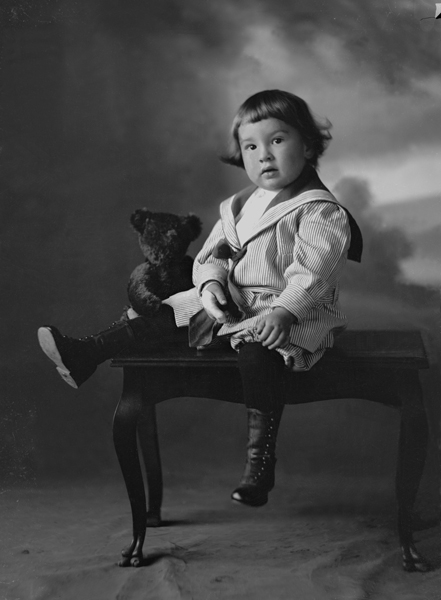 Alfred Chris Schlechten, Jr. with Stuffed Bear, Bozeman, Montana