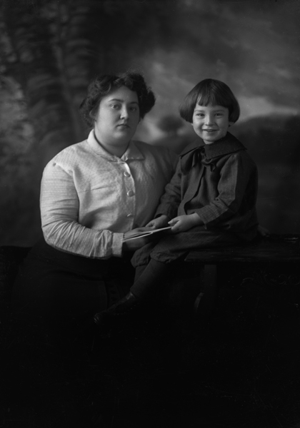 Studio Portrait of Lena and her Son, Alfred Chris Schlechten, Jr., Bozeman, Montana
