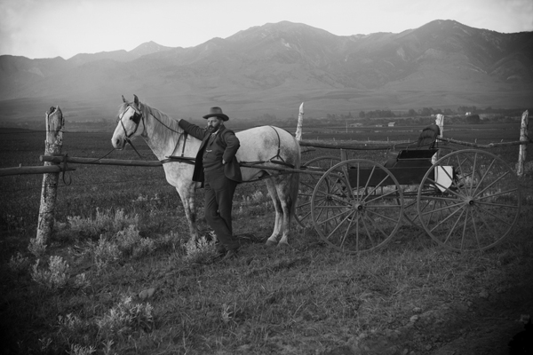 August Gottschalck with Billy the Horse and Buggy, Bozeman, Montana