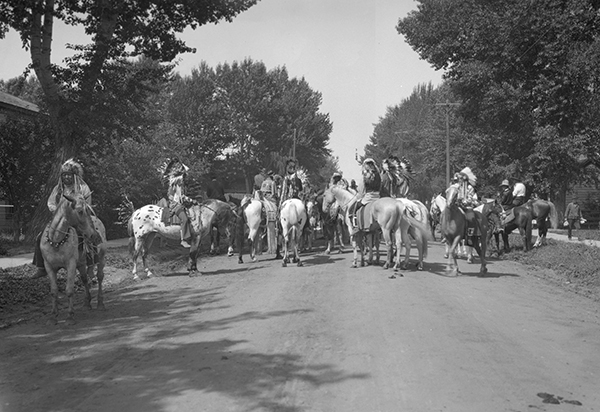 Indians in Costume on Horseback, Bozeman, Montana