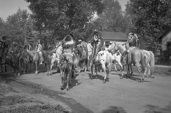 Indians in Costume on Horseback, Bozeman, Montana